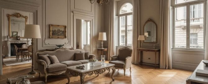 Interno di un elegante appartamento d'epoca, esempio di immobile di valore per vendere casa a Porta Romana.