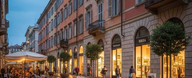 Suggestivo scorcio di una via di Brera con palazzi d'epoca, rappresentativo del valore per chi vuole vendere casa a Brera.